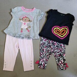 * Lot of Infant Girls Short Sleeved Legging Pant Sets Size 12 months